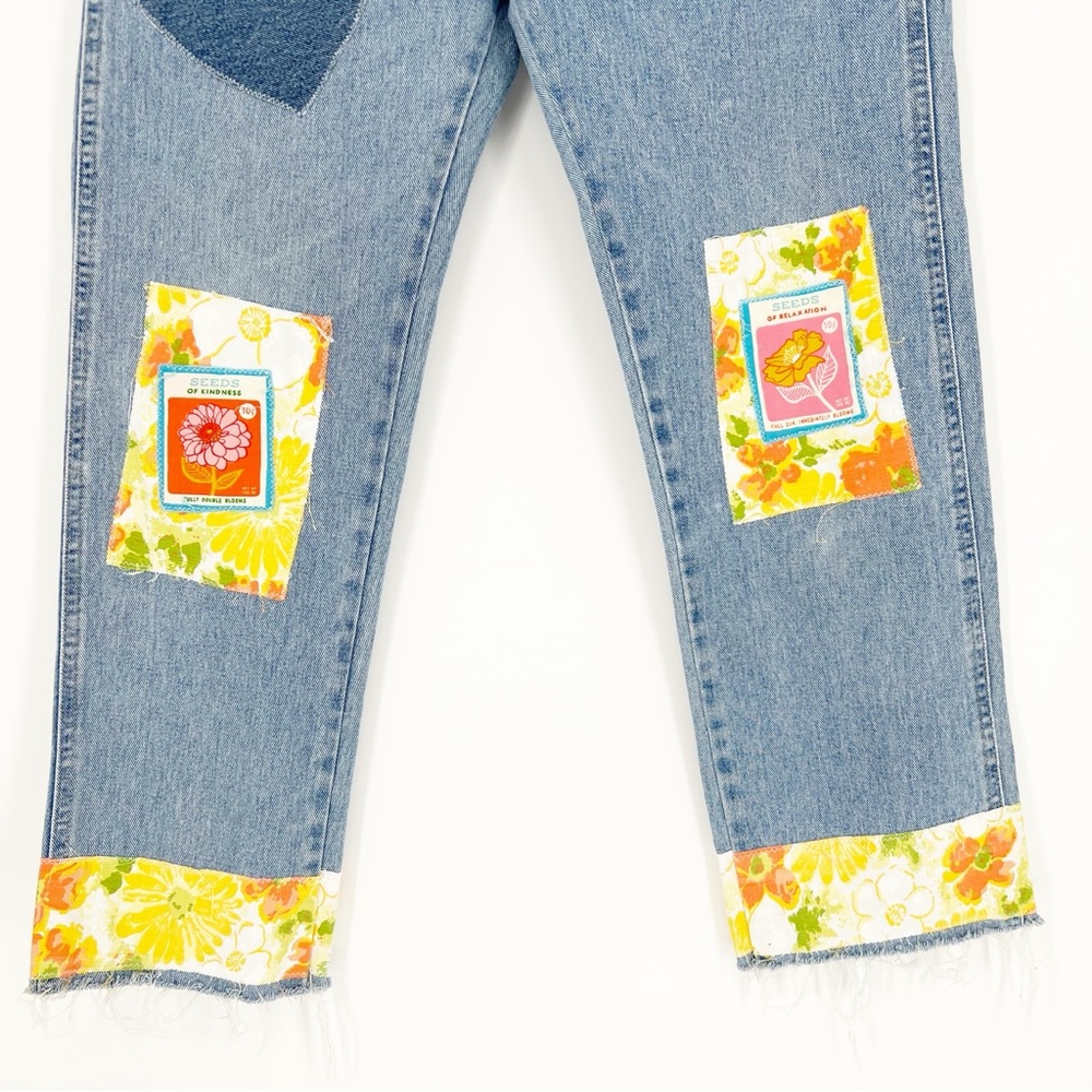 Wrangler Upcycled Patchwork Straight Leg Jeans 34… - image 3